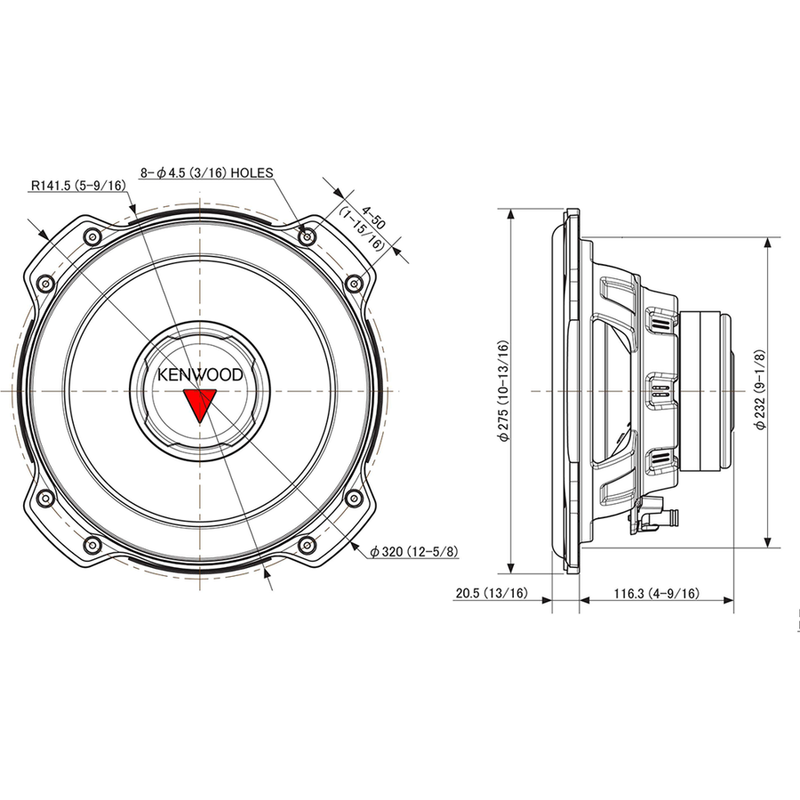 Subwoofer Auto Kenwood KFC-PS2516W